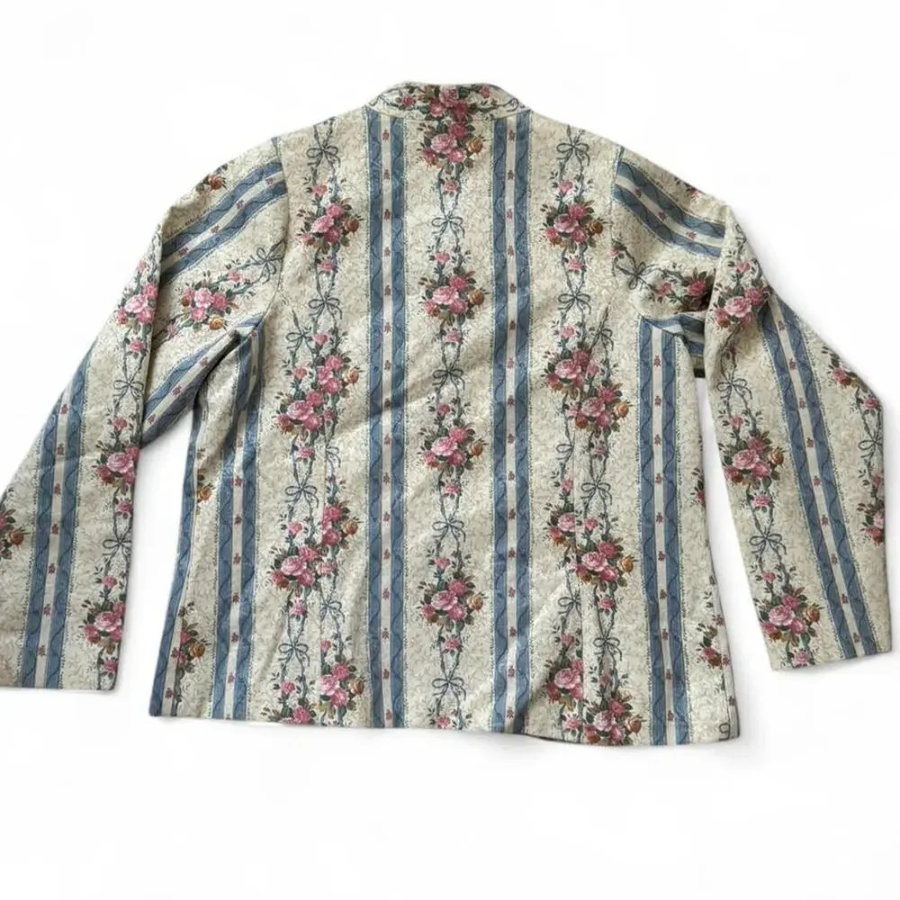 Vintage Coldwater Creek long sleeve floral striped button up jacket, size medium
